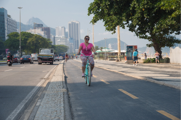 Woman cycling in Brazil. Photo by World Obesity Federation