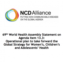 WHA69 Agenda Item 13.3 Operational plan to take forward the Global Strategy for Women’s, Children’s and Adolescents’ Health
