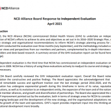 NCD Alliance Board Response to Independent Evaluation - April 2021