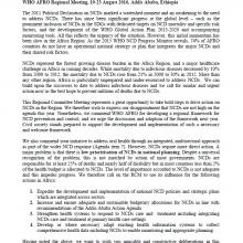 WHO AFRO 2016 RCM Statement: NCDs in Agenda 2030 (1)