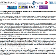 NCD Alliance Statement at WHO Europe Ministerial Conference on NCDs in Turkmenistan