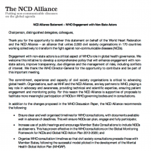NCD Alliance Statement at WHO Consultation on the Engagement with Non-State Actors