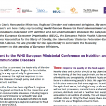 World Research Cancer Fund Statement to the WHO European Ministerial Conference on Nutrition and  Non-Communicable Diseases-NCD Alliance signatory