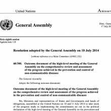 UN GA review of progress on NCD prevention &amp; control &#039;Outcome Document&#039;