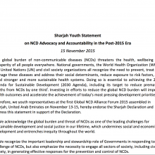Sharjah Youth Statement on NCD Advocacy and Accountability in the Post-2015 Era