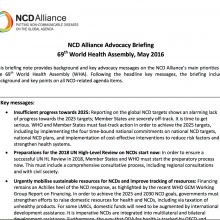 NCD Alliance Advocacy Briefing for WHA69, May 2016