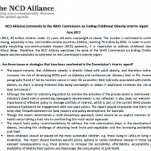 Comments to the WHO Commission on Ending Childhood Obesity interim report