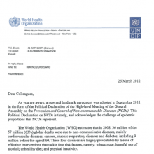 First UNDP/WHO joint letter on NCDs