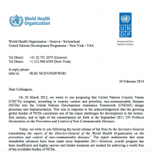 Second UNDP/WHO joint letter on NCDs