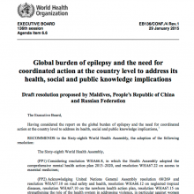Draft resolution: Agenda item 6.6 on global burden of epilepsy