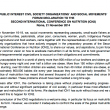 ICN2: Civil Society Declaration on Nutrition