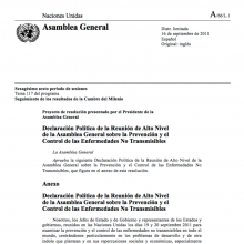 Declaración Política de la Reunión de Alto Nivel de la Asamblea General sobre la Prevención y el Control de ENT