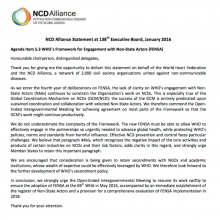 NCD Alliance Statement at the 138th Executive Board: Framework for Engagement with Non-State Actors