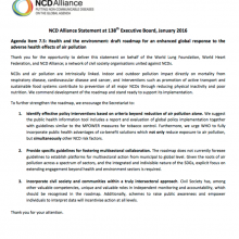 NCD Alliance Statement at 138th Executive Board: Health and Air Pollution