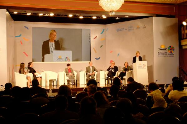 Katie Dain speaks speaks as a panelist at the WHO Global Conference on NCDs, Montevideo Uruguay - October 2017